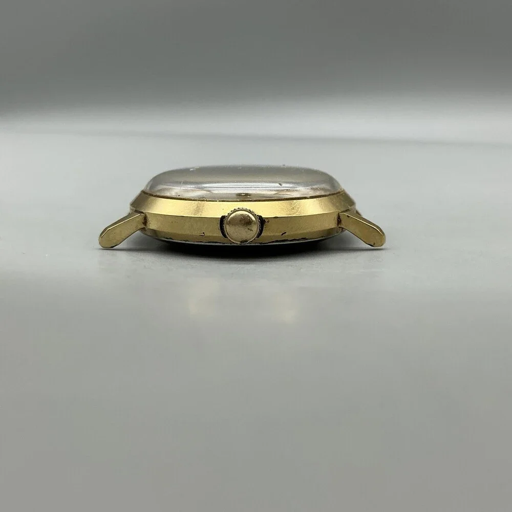 Vintage Timex Self-Wind Mens Watch 34mm Silver Gold Tone For Parts Not Running
